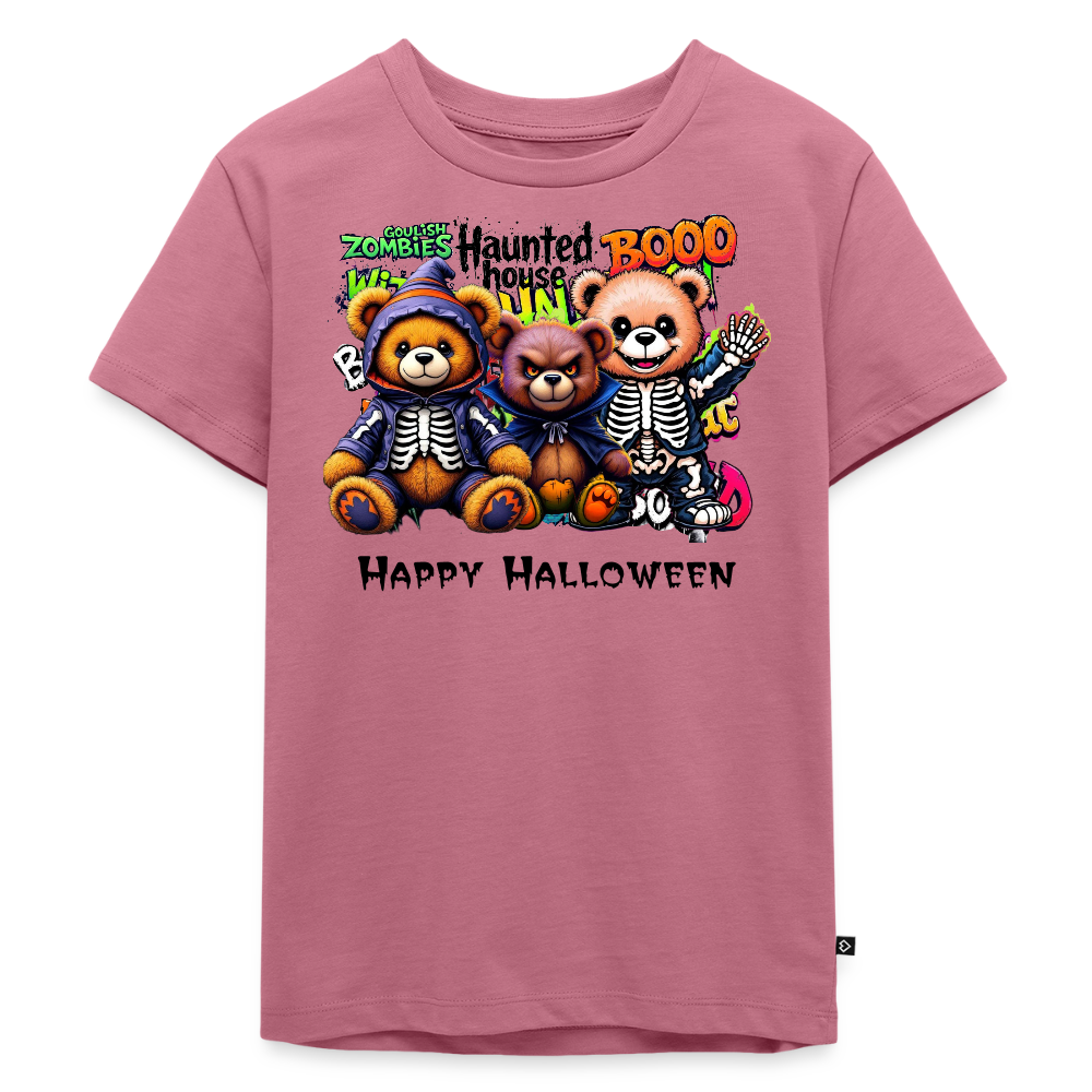 Skeleton Teddies Halloween Tee - mauve