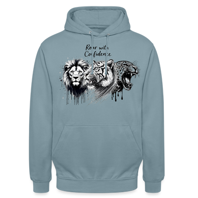Ka-Ching Raw with confidence Unisex Hoodie - stonewash blue
