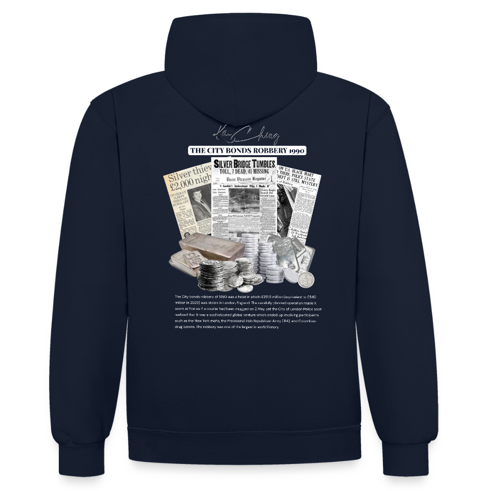 Silver Range City Bonds Robɓery 1990 Hoodie limited edition - navy/heather grey