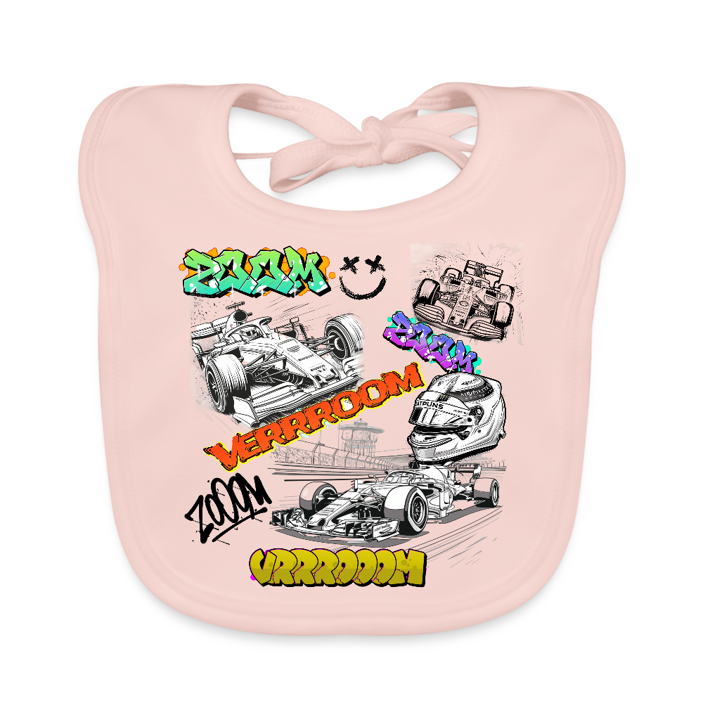 Babies Bib Motorsports Graffiti Race day - rose