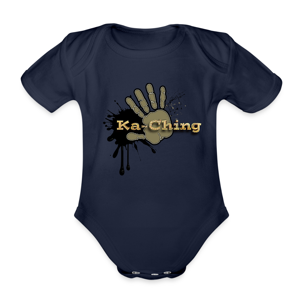 Organic Short-sleeved Baby Bodysuit Gold - dark navy