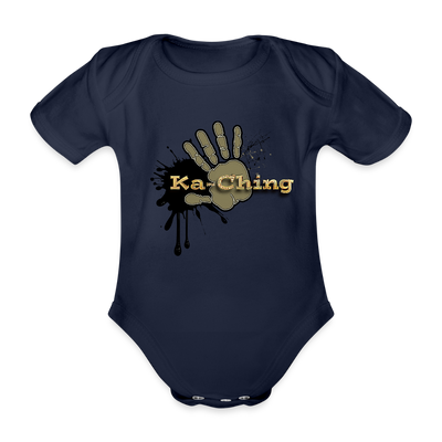 Organic Short-sleeved Baby Bodysuit Gold - dark navy