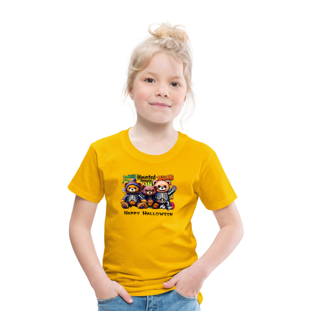 Skeleton Teddies Halloween Tee - sun yellow