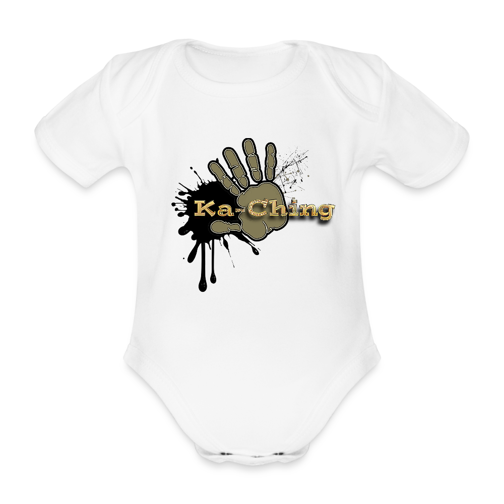 Organic Short-sleeved Baby Bodysuit Gold - white