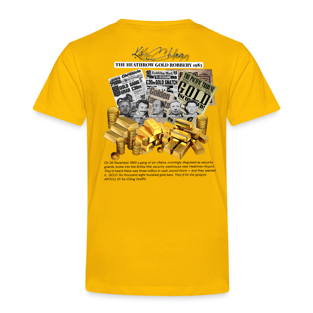 Gold Range Heathrow Robɓery Tee limited edition - sun yellow
