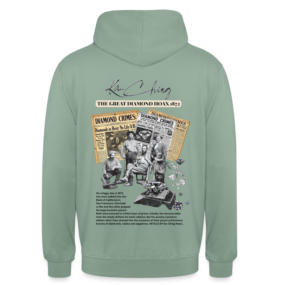 diamond range limited edition Hoodie  design 1 light background - steel green