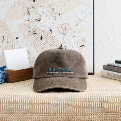 Ka-Ching Cap blue Logo - vintage brown