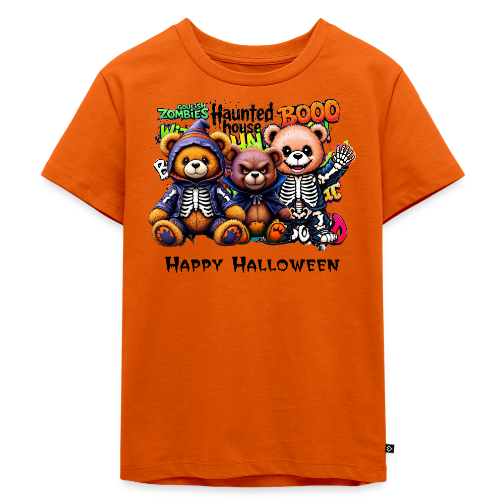 Skeleton Teddies Halloween Tee - orange 