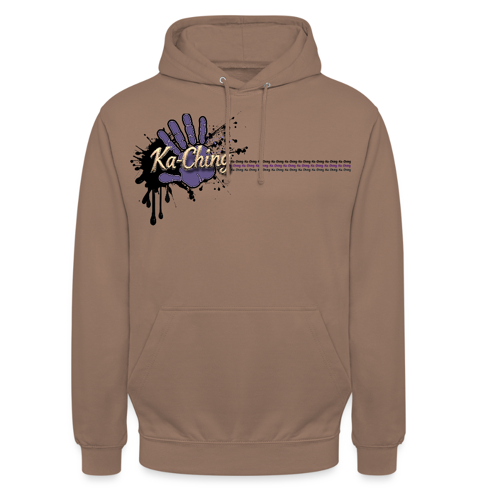 Unisex Hoodie Ching gold purple logo - mocha