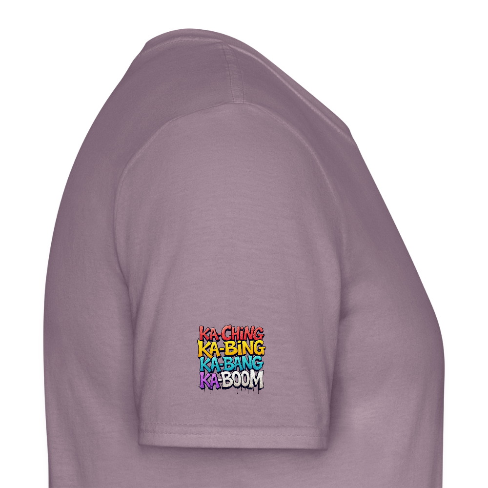 Ka-Ching K-Bing Ka-Bang Ka-Boom Adult T-Shirt - purple-grey 