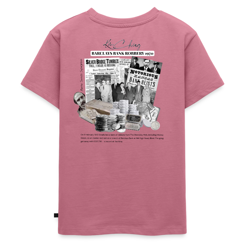 Silver Range Barclays bank Robɓery 1970 Tee limited edition - mauve