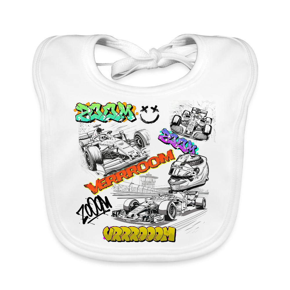 Babies Bib Motorsports Graffiti Race day - white