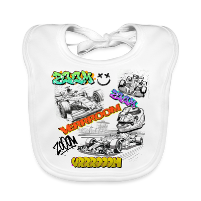 Babies Bib Motorsports Graffiti Race day - white