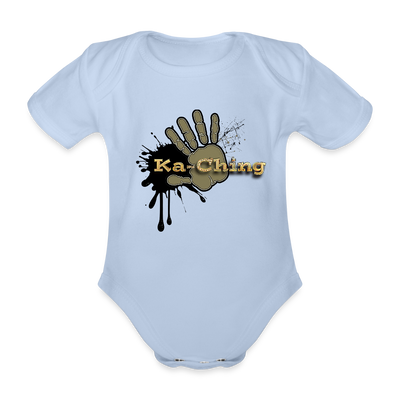 Organic Short-sleeved Baby Bodysuit Gold - sky