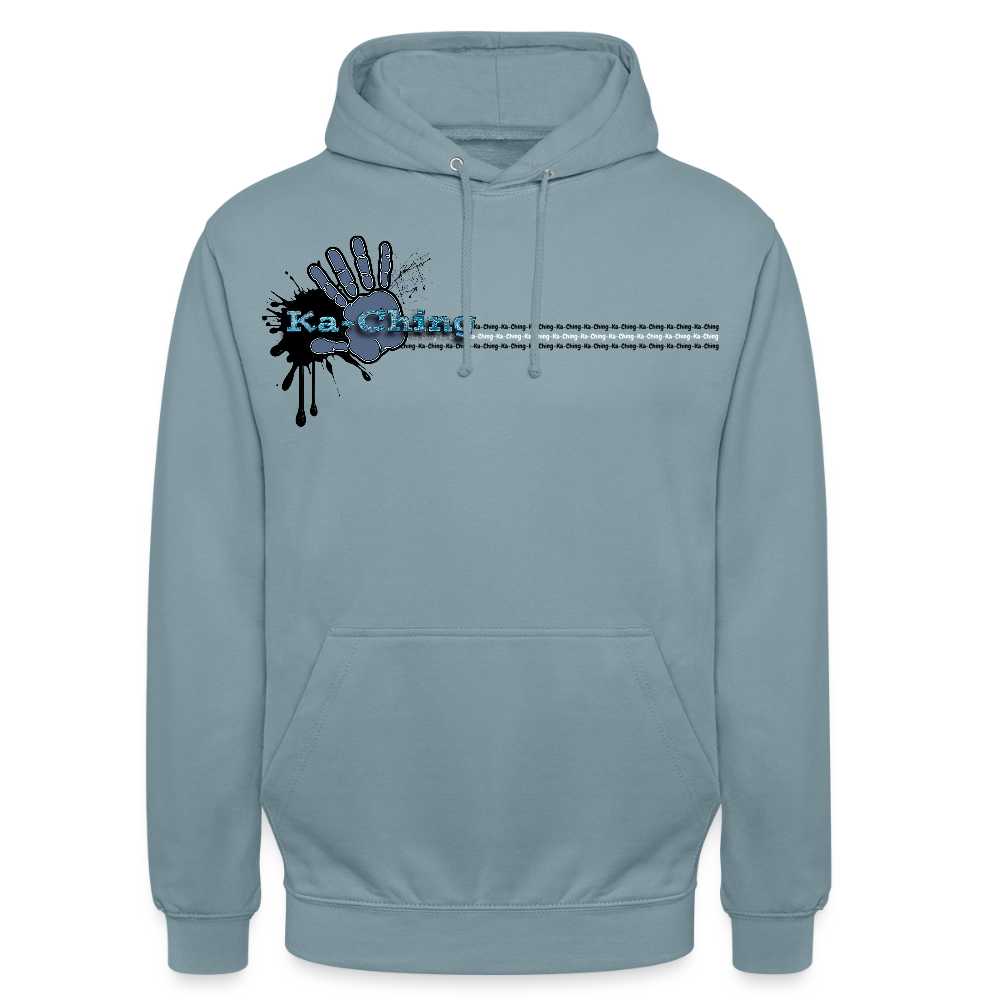 Ka-Ching Unisex Hoodie Ching Blue logo - stonewash blue