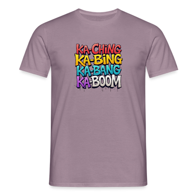 Ka-Ching K-Bing Ka-Bang Ka-Boom Adult T-Shirt - purple-grey 