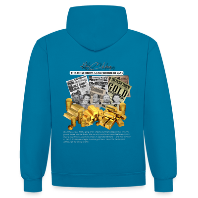 Gold Range Heathrow Robɓery Hoodie limited edition - peacock blue/heather grey