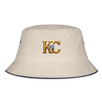 Limited Edition Diamond  Bucket hat. - ecru/navy