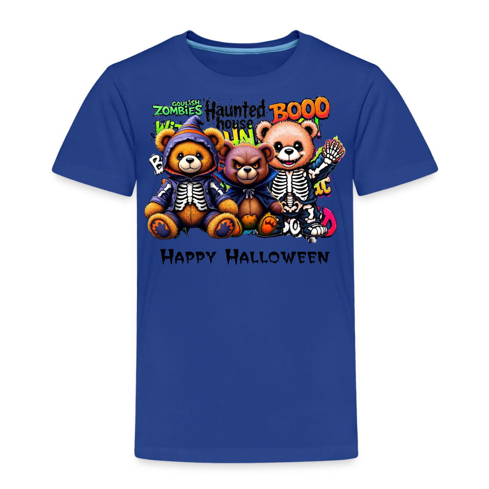 Skeleton Teddies Halloween Tee - royal blue