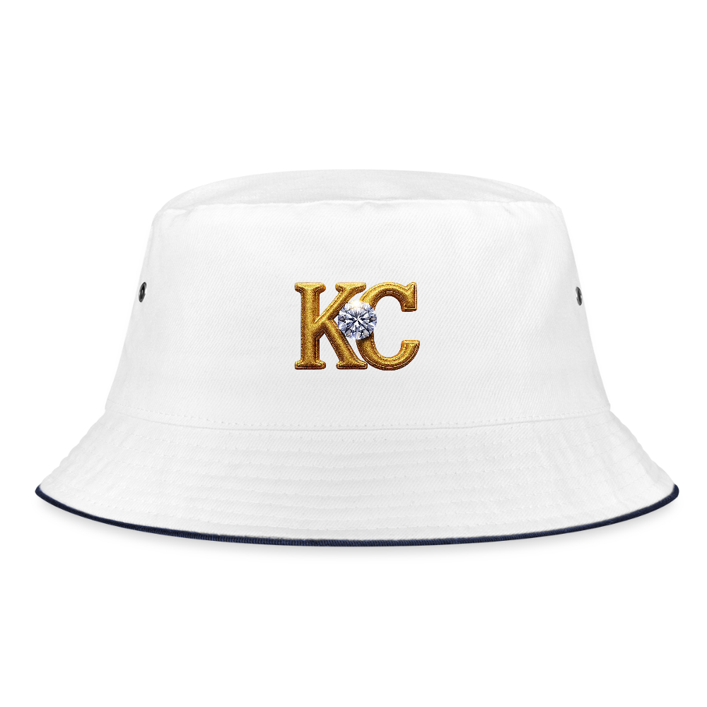 Limited Edition Diamond  Bucket hat. - white/navy