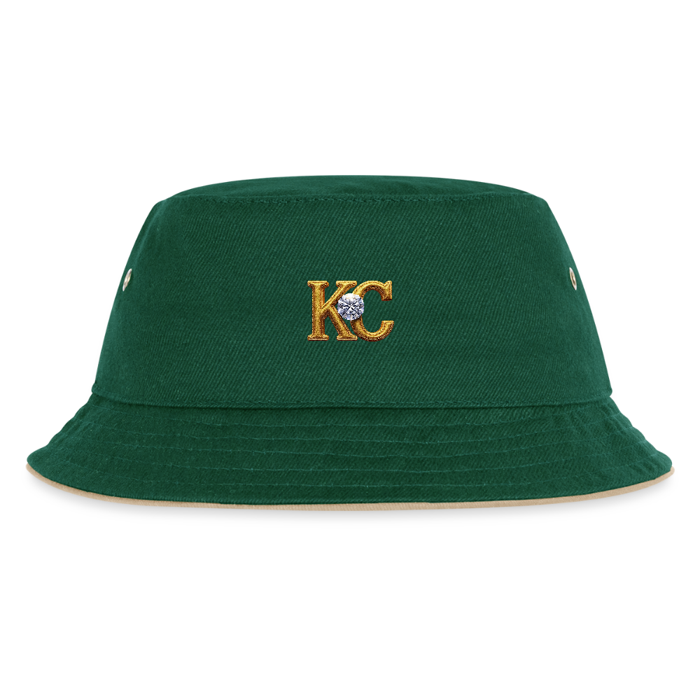 Limited Edition Diamond  Bucket hat. - dark green/beige