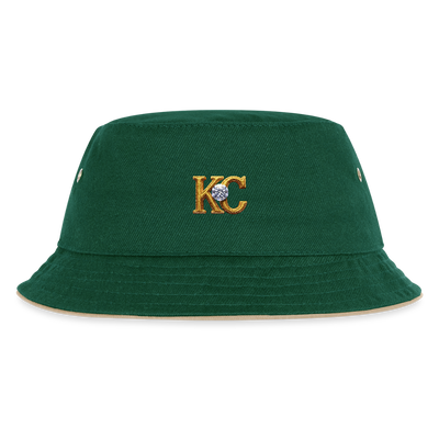 Limited Edition Diamond  Bucket hat. - dark green/beige