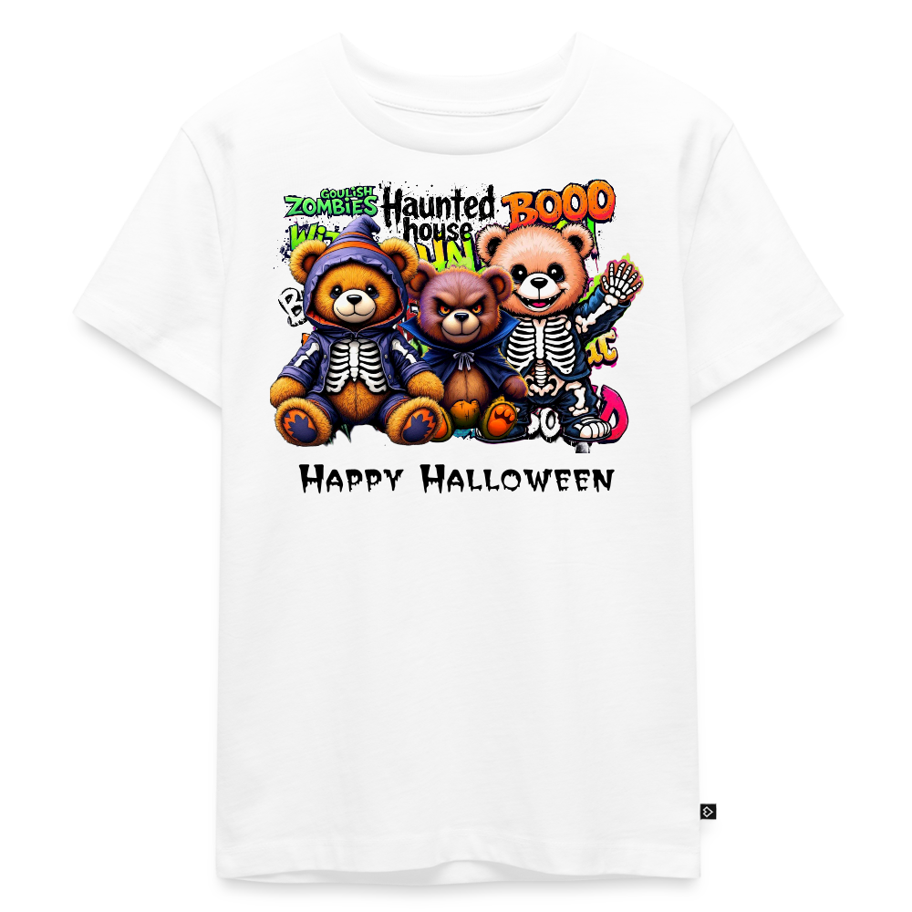 Skeleton Teddies Halloween Tee - white