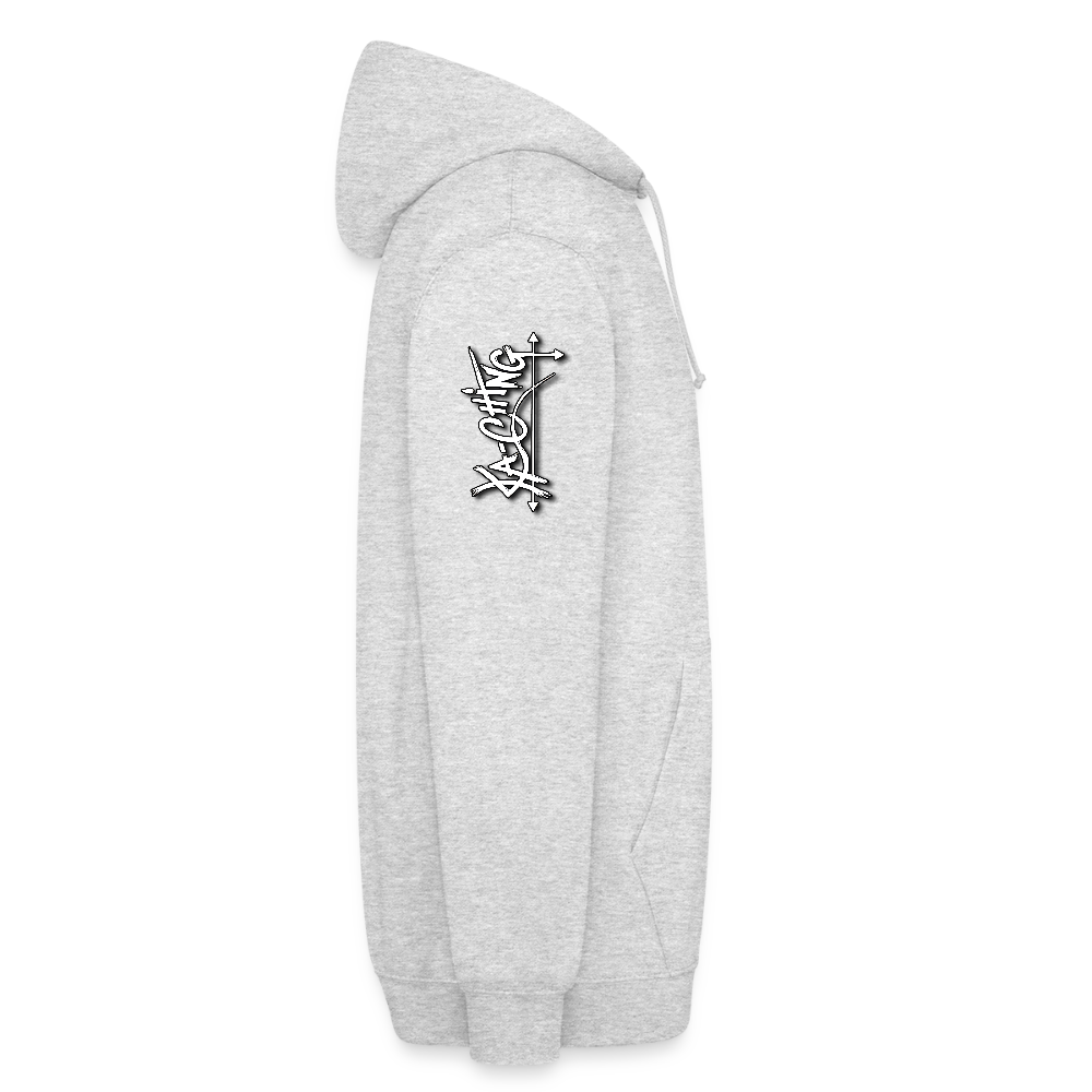 Ka-Ching Unisex Hoodie Ching Purple logo - light heather grey