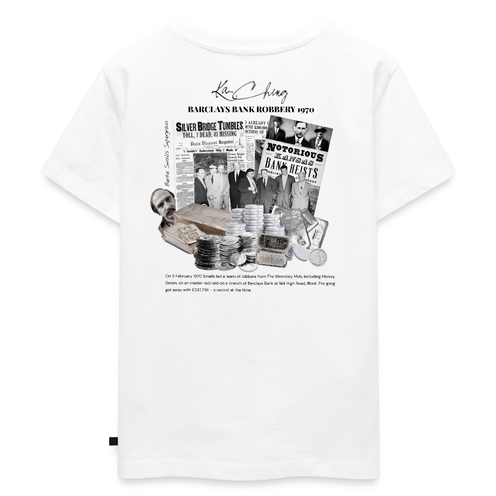 Silver Range Barclays bank Robɓery 1970 Tee limited edition - white