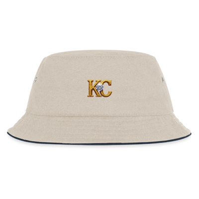 Limited Edition Diamond  Bucket hat. - ecru/navy