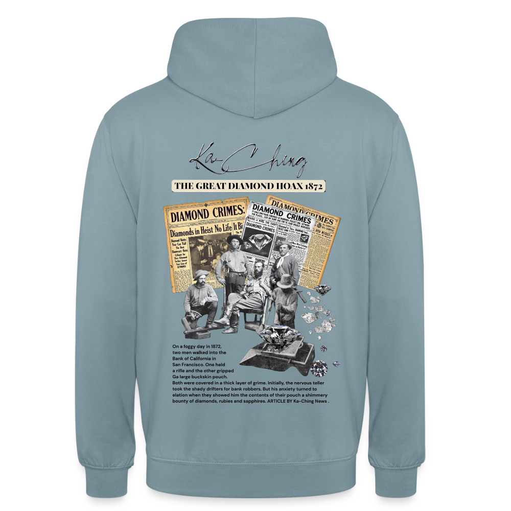diamond range limited edition Hoodie  design 1 light background - stonewash blue