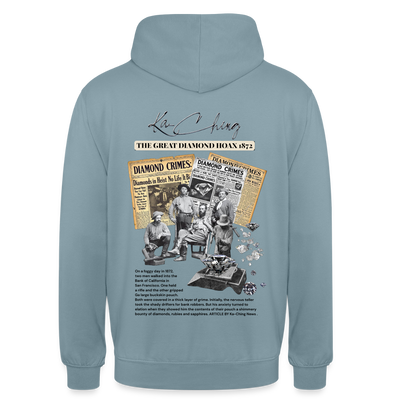 diamond range limited edition Hoodie  design 1 light background - stonewash blue