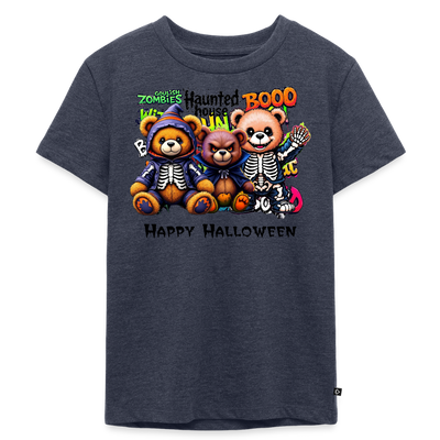 Skeleton Teddies Halloween Tee - heather denim