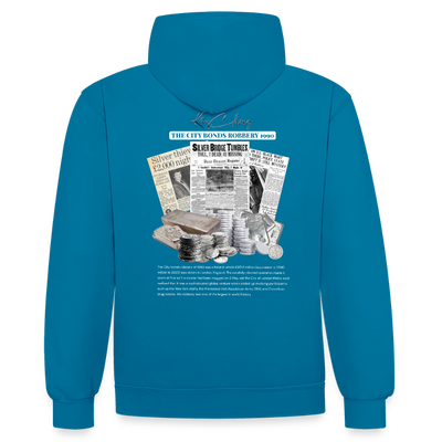 Silver Range City Bonds Robɓery 1990 Hoodie limited edition - peacock blue/heather grey