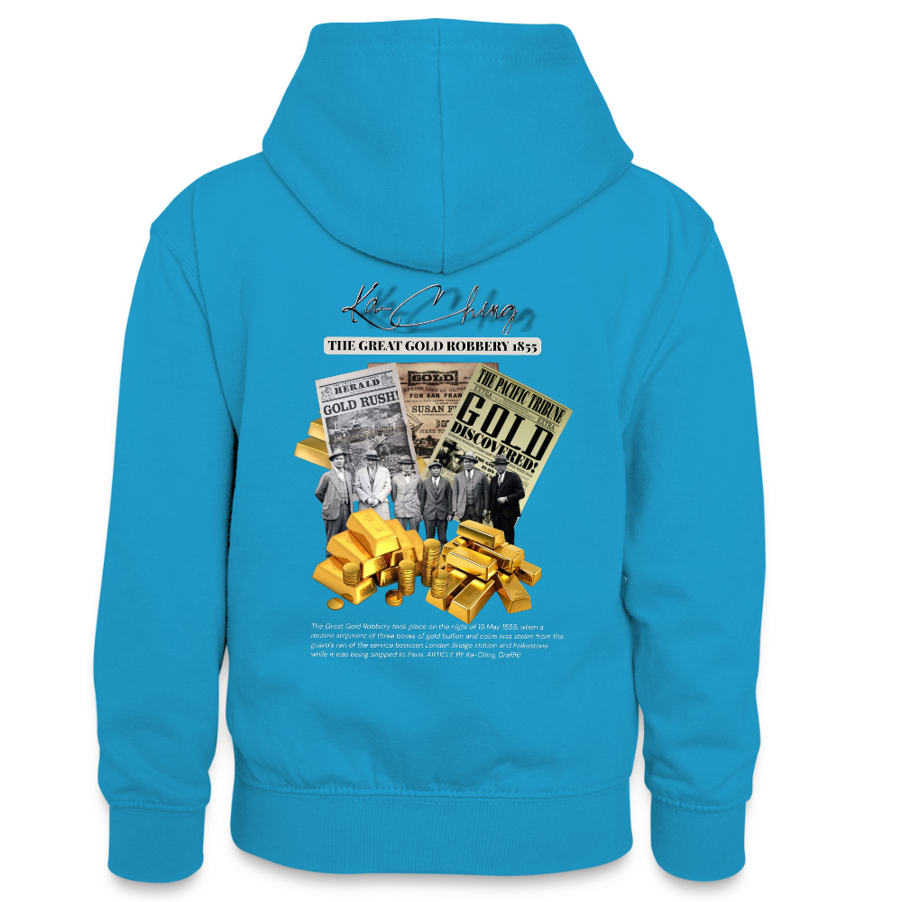 Gold Range The Great Robɓery 1855 Hoodie limited edition - peacock blue/heather grey