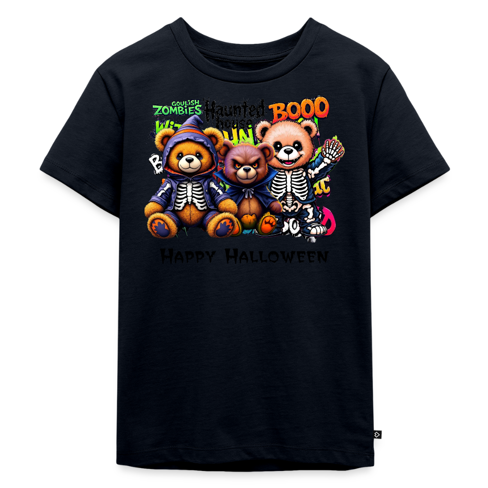 Skeleton Teddies Halloween Tee - navy