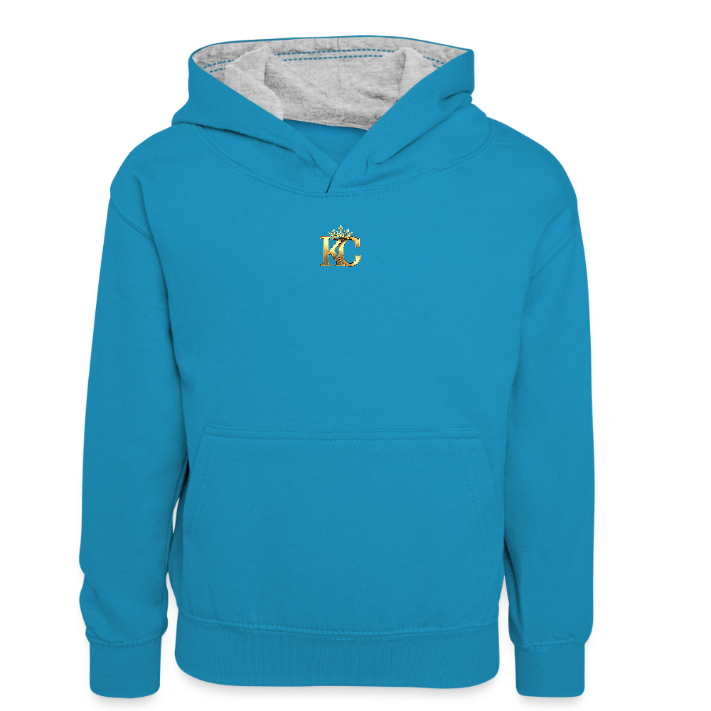 Gold Range Heathrow Robɓery Hoodie limited edition - peacock blue/heather grey