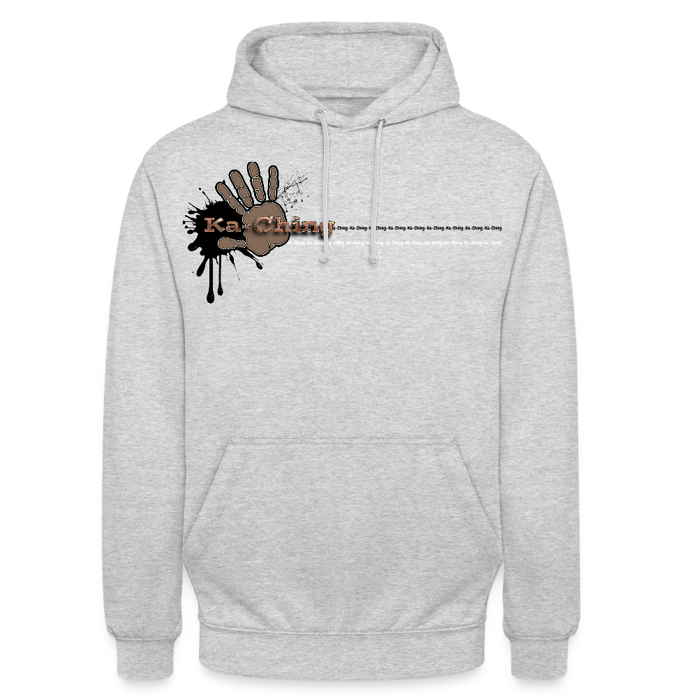 Ka-Ching Unisex Hoodie Ching Bronze logo - light heather grey