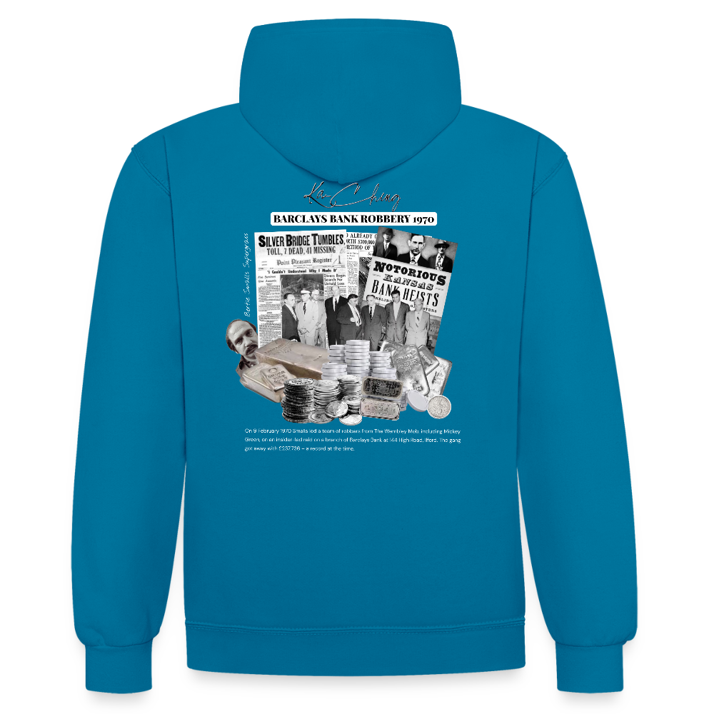 Silver Range Barclays bank Robɓery 1970 Hoodie limited edition - peacock blue/heather grey