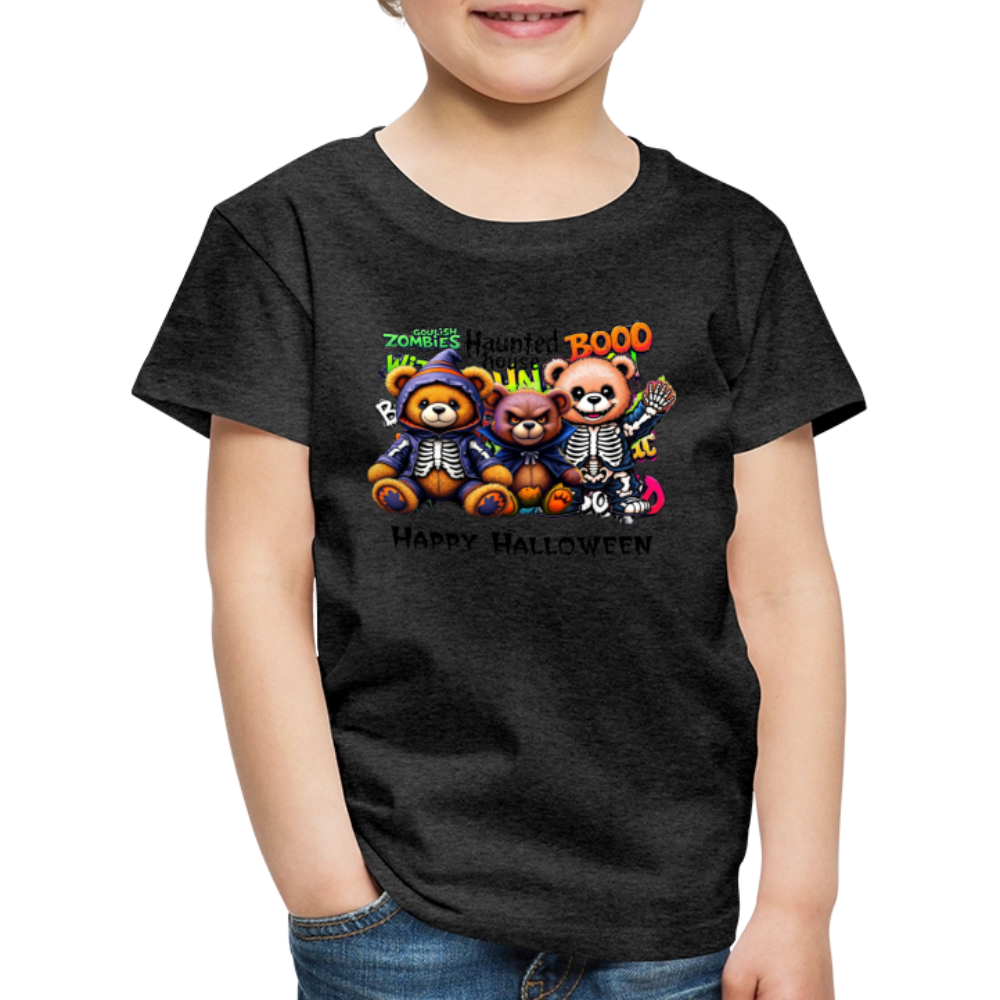 Skeleton Teddies Halloween Tee - charcoal grey