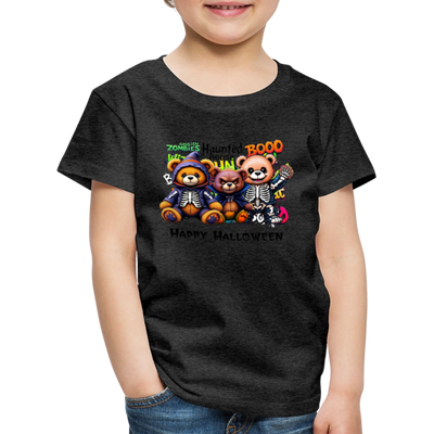 Skeleton Teddies Halloween Tee - charcoal grey