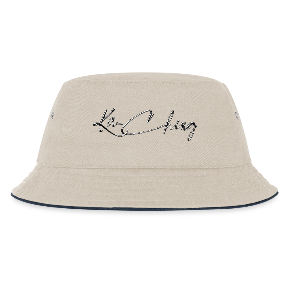 Limited Edition Diamond  Bucket hat. - ecru/navy