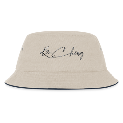 Limited Edition Diamond  Bucket hat. - ecru/navy