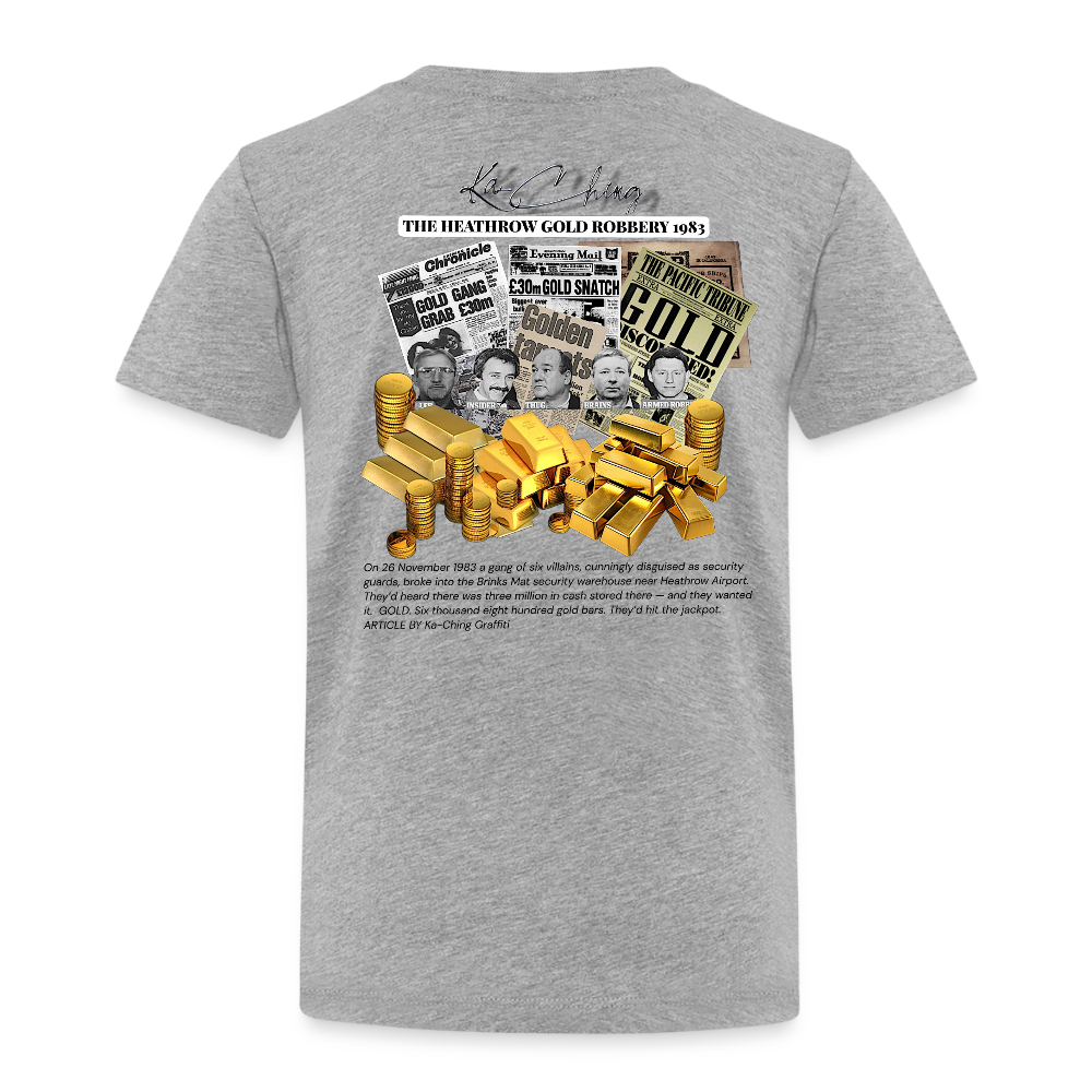 Gold Range Heathrow Robɓery Tee limited edition - heather grey