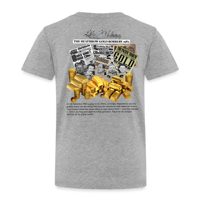 Gold Range Heathrow Robɓery Tee limited edition - heather grey