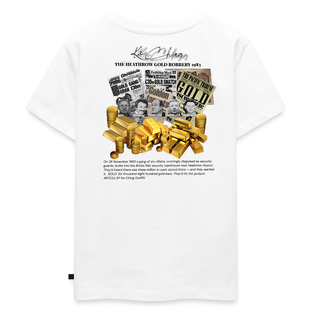 Gold Range Heathrow Robɓery Tee limited edition - white