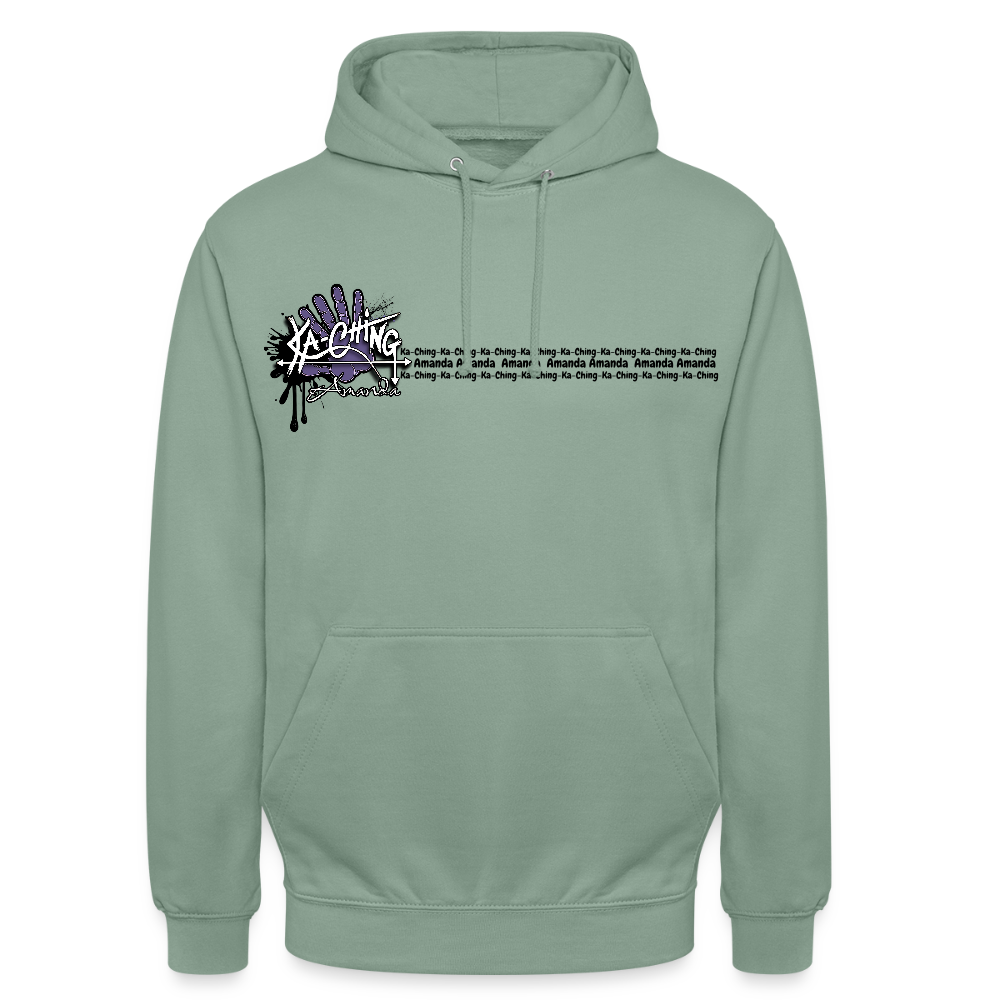 Ka-Ching Unisex Hoodie Ching Purple logo - steel green