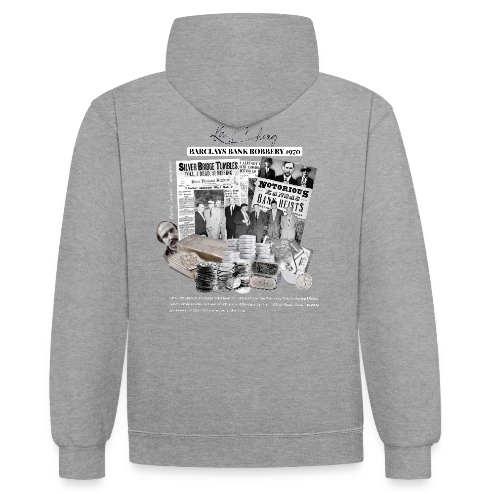 Silver Range Barclays bank Robɓery 1970 Hoodie limited edition - heather grey/navy