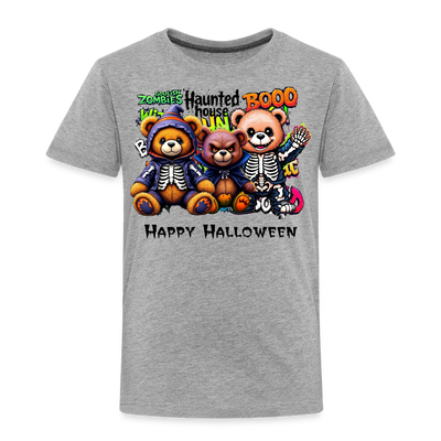 Skeleton Teddies Halloween Tee - heather grey