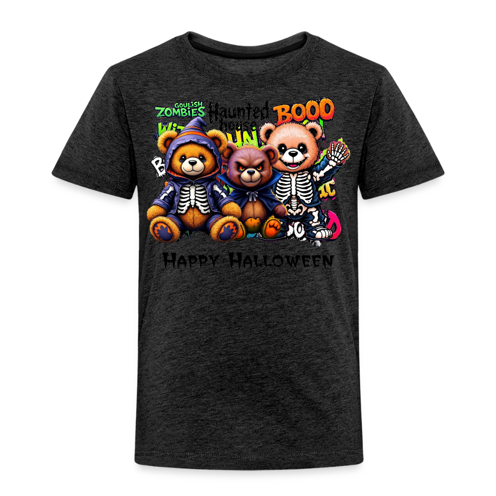 Skeleton Teddies Halloween Tee - charcoal grey